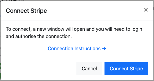 Connect Stripe dialog