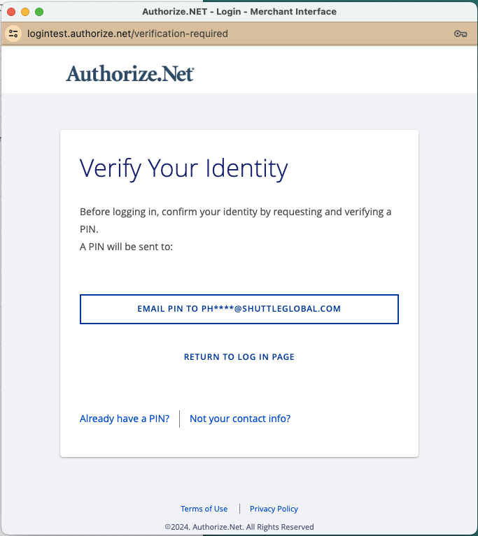 Authorize.Net verify your identity