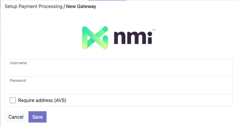 New Gateway setup screen for NMI