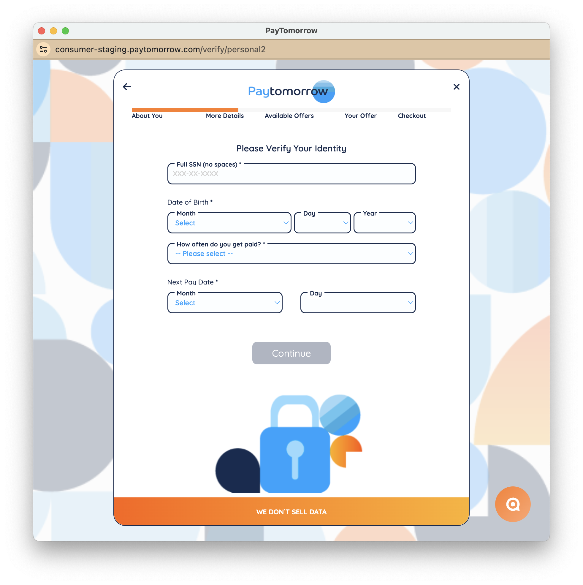 PayTomorrow authorisation step