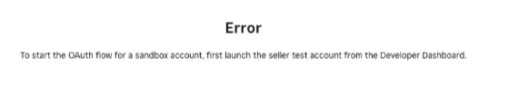 Sandbox OAuth error message