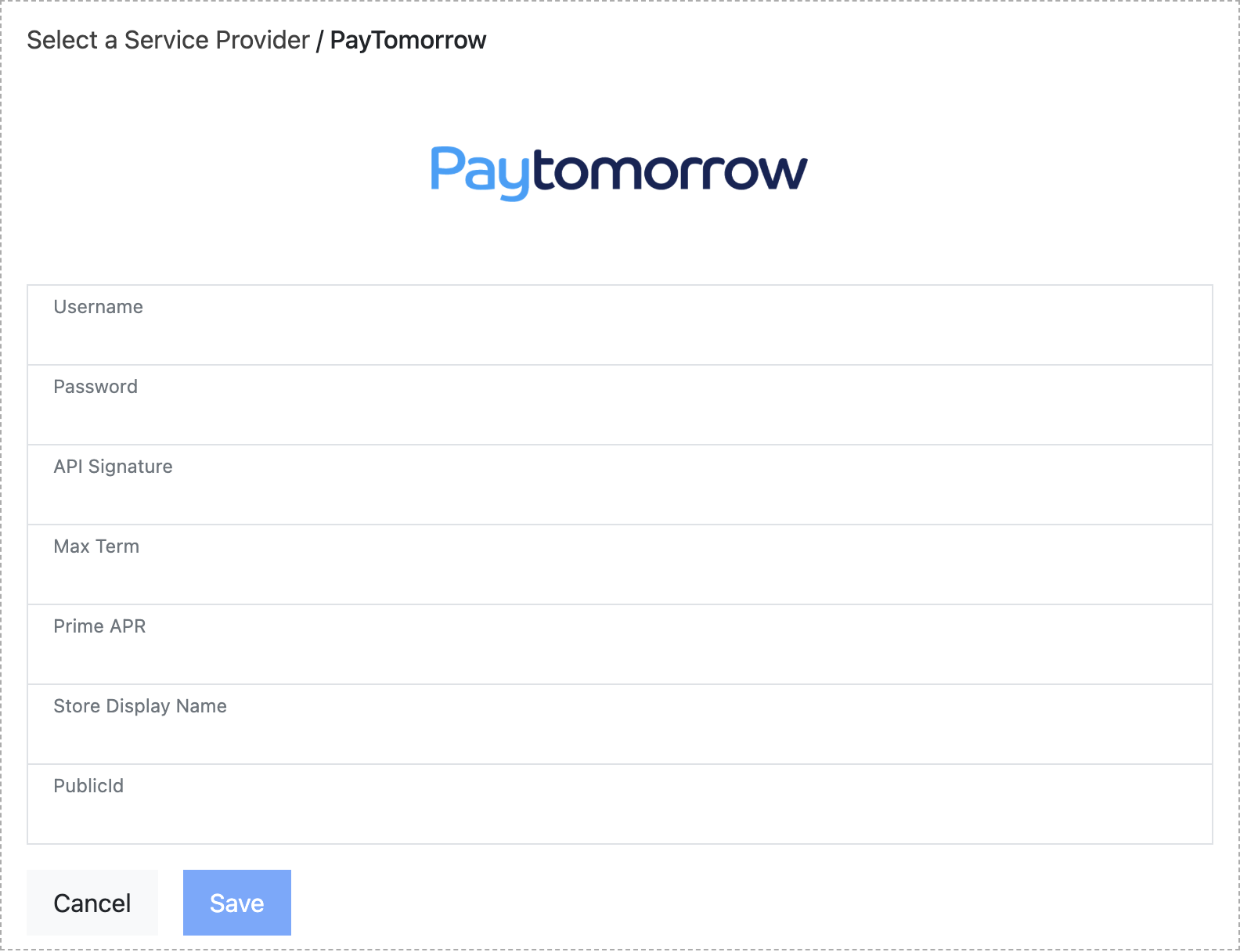 PayTomorrow gateway settings