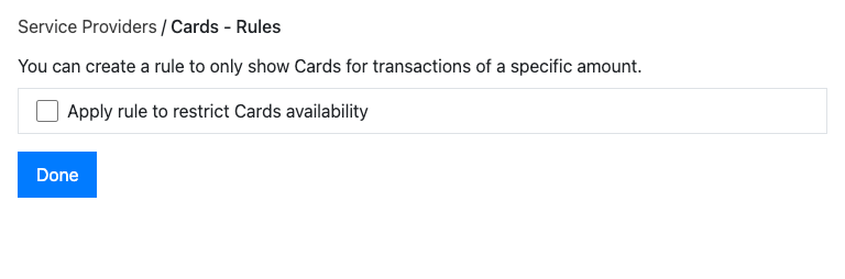 Payment method amount rules