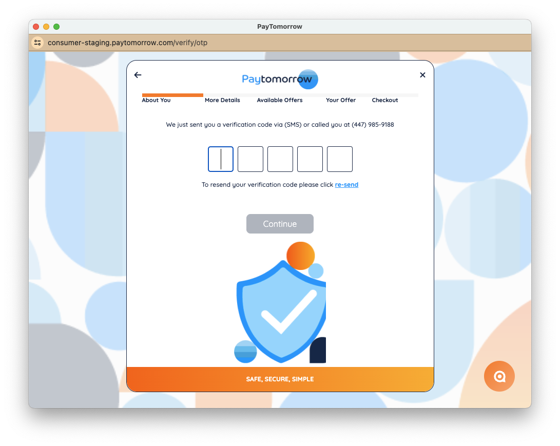 PayTomorrow application step