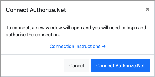 Connect Authorize.Net dialog