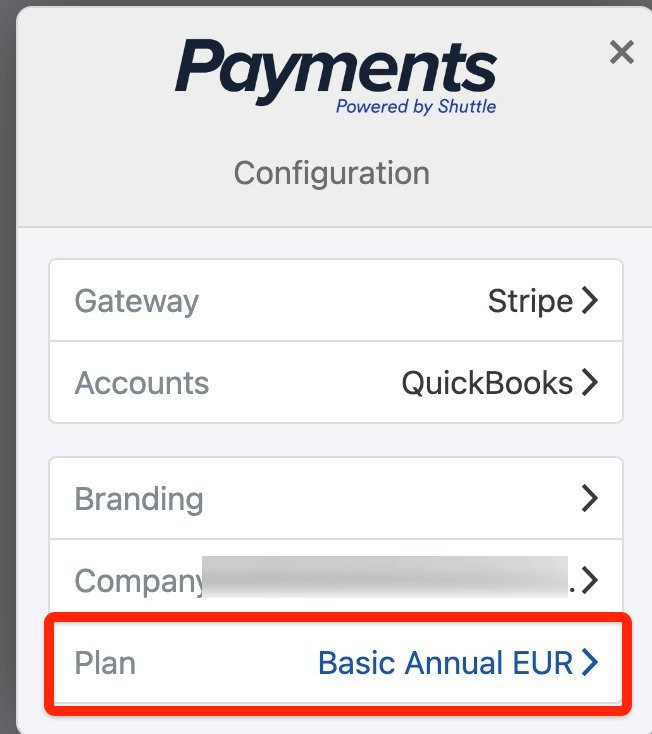 The app’s Configuration screen, with the Plan row