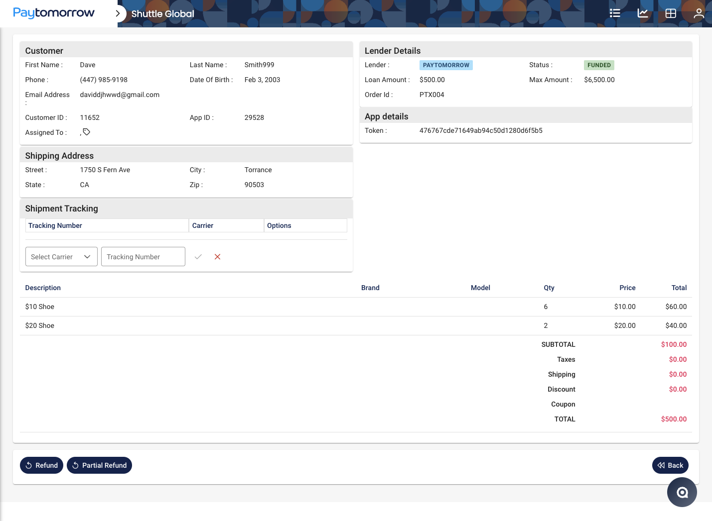 Settle order confirmation in PayTomorrow