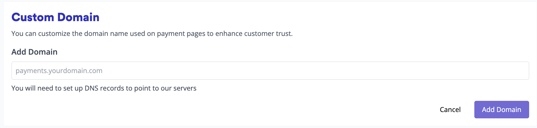 Adding a custom domain